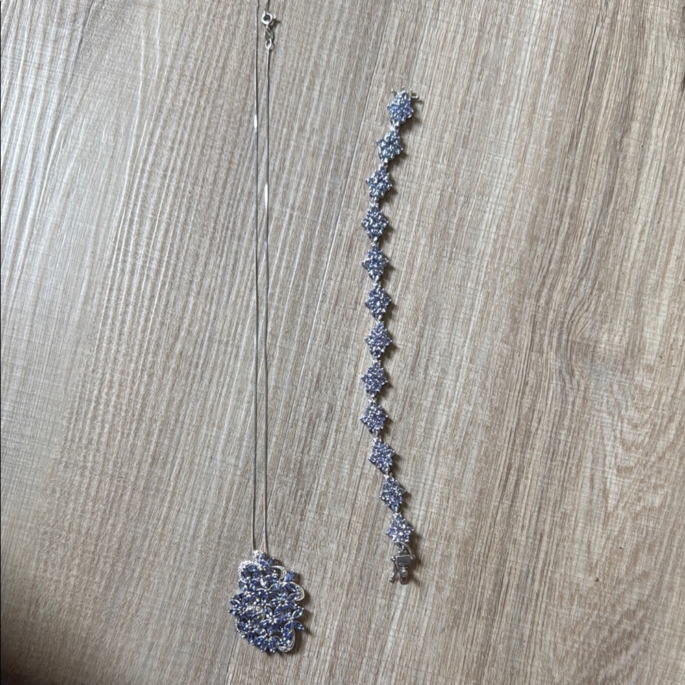 Elegant Silver and Blue Jewelry Set